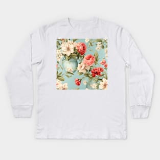 Shabby Chic Flowers Pattern 4 Kids Long Sleeve T-Shirt